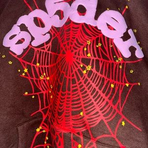 2 brown Sp5der hoodies
